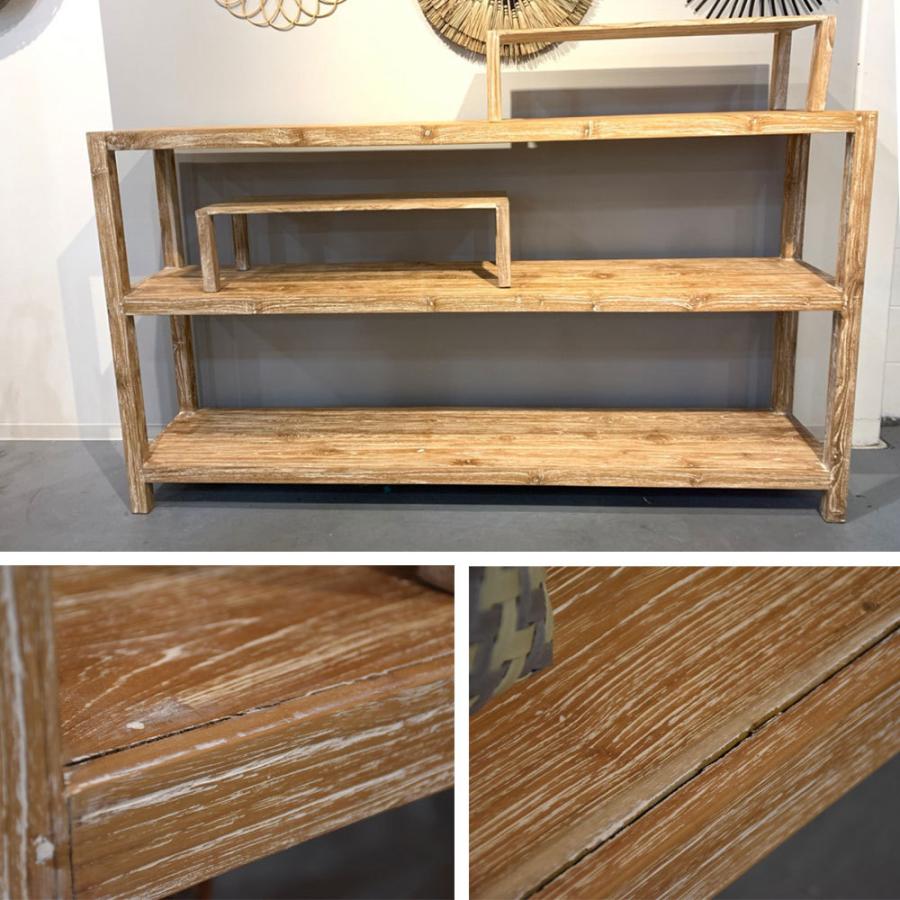 チーク無垢材ディスプレイラック[ナチュラルホワイト] 陳列棚 陳列台