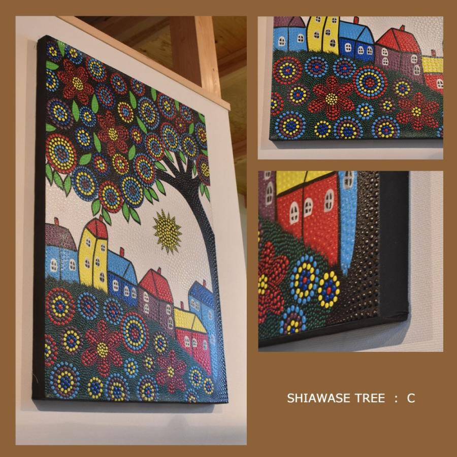 バリ絵画 SHIAWASE TREE バリ ドットアート バリアート 絵画 バリ島
