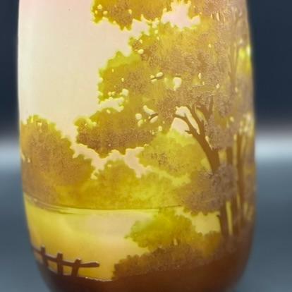 アンティーク エミール・ガレ Emile Galle 湖水風景文 花瓶 高さ29cm