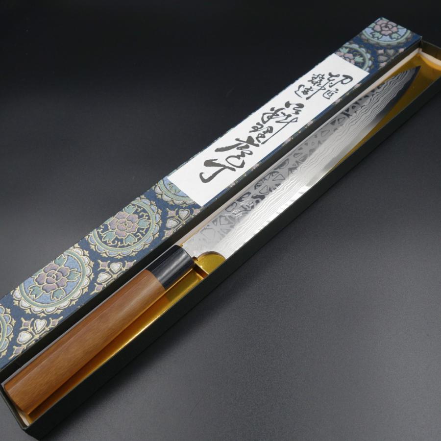 仙助 包丁 刺身包丁 柳刃包丁 ダマスカス 安来鋼青紙2号 270mm 紫檀