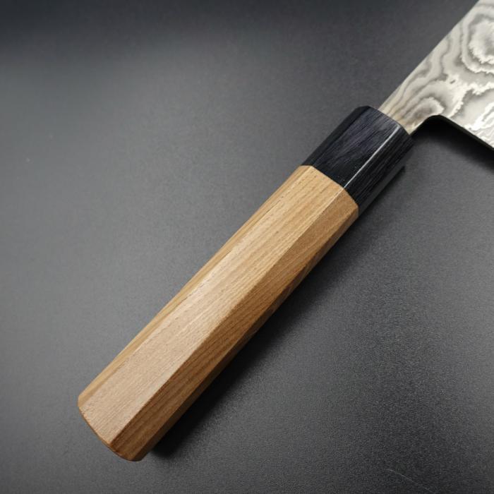 佐治作 包丁 菜切 VG10 ダマスカス 黒染め 165mm エンジュ 八角柄 越前