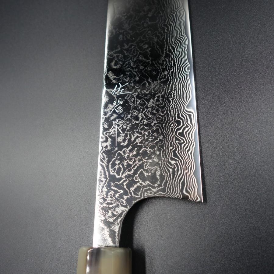 佐治作 包丁 牛刀 R2粉末ハイス ダマスカス 鏡面仕上げ 300mm 水牛