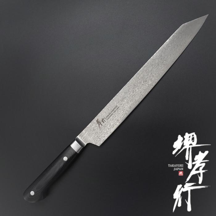 堺孝行 刺身包丁 コアレス ダマスカス 剣型 柳刃包丁 260mm ブラック