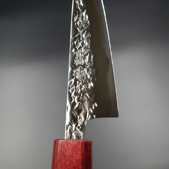 貴輔 包丁 ペティ ナイフ ATS-34 ステンレス 120mm 鎚目 紫檀八角柄 口