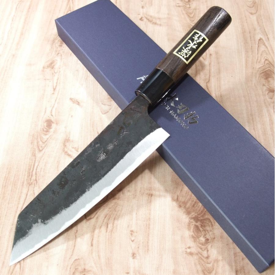 包丁 文化包丁 165mm 青紙2号 黒打ち仕上げ 焼栗柄 深水刃物 薩摩伝統