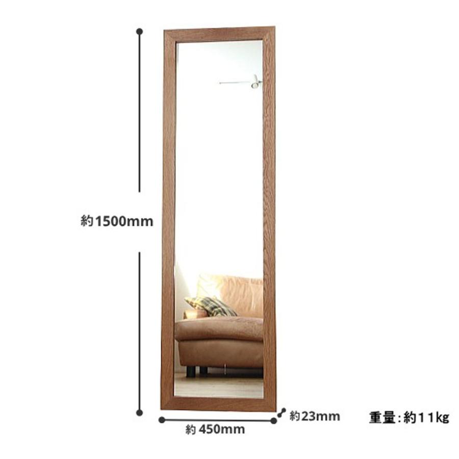 姿見 壁掛け 全身鏡 おしゃれ 姿見鏡 /オーク 150cm×45cm/ 木枠 鏡