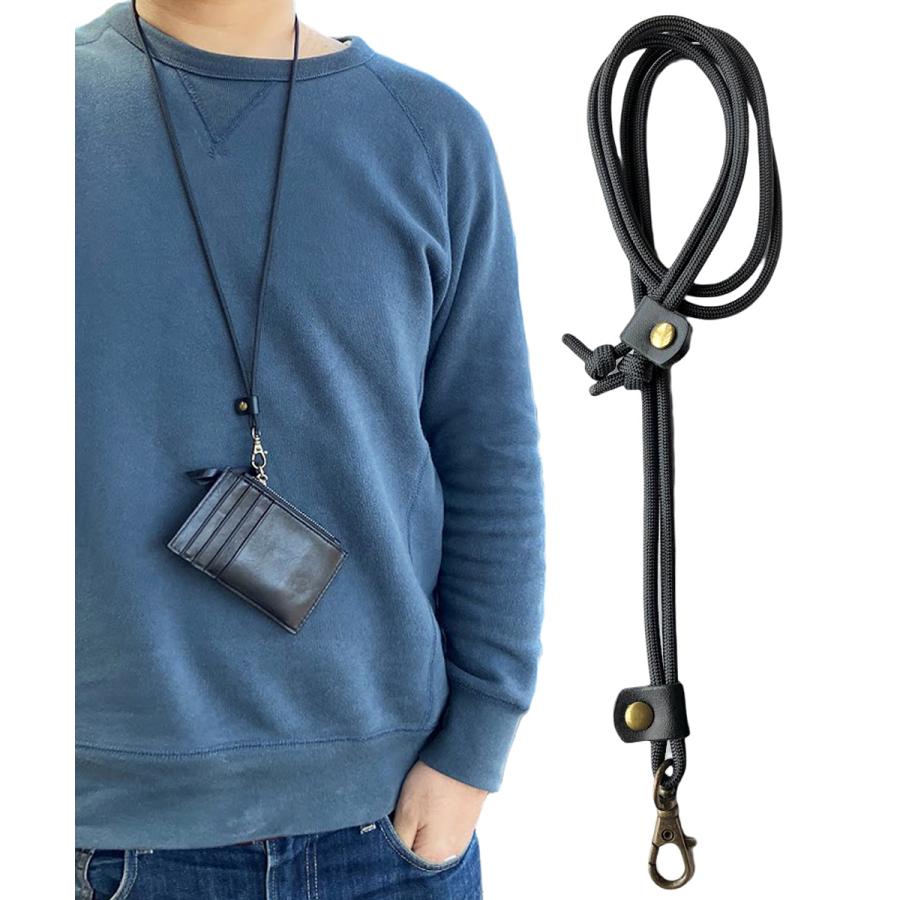 ネックストラップ 革 スマホ ショルダーストラップ 本革×パラコード