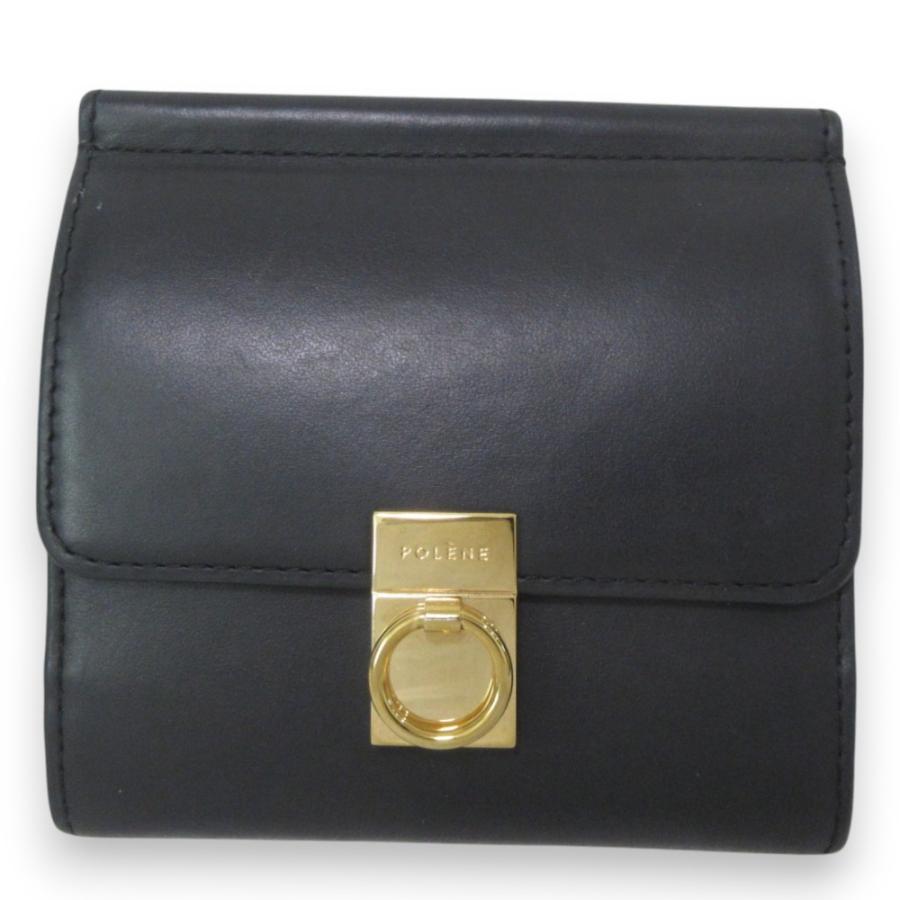 美品 POLENE ポレーヌ レザー 三つ折り財布 コンパクトウォレット