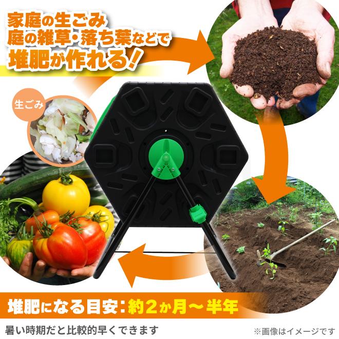 コンポスター 回転式 ダブル 140L ストッパー付 廃棄ロスゼロ