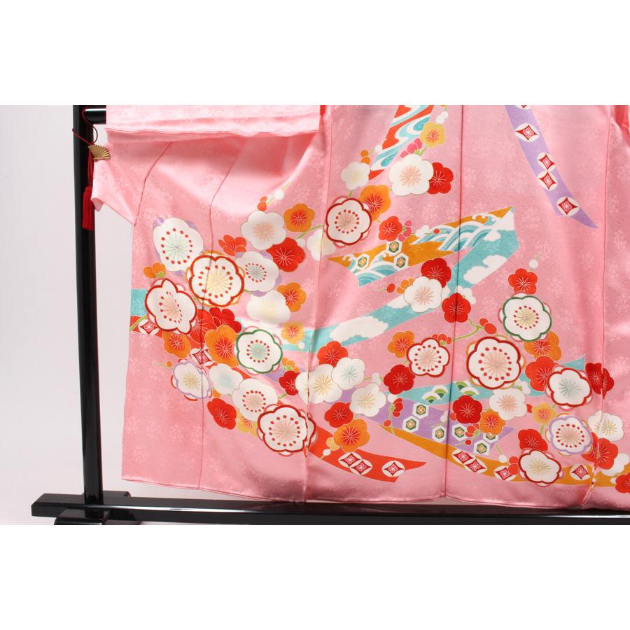 七五三 着物 7歳 正絹 購入 ピンク 梅文 京友禅 四つ身 絵羽模様 振袖