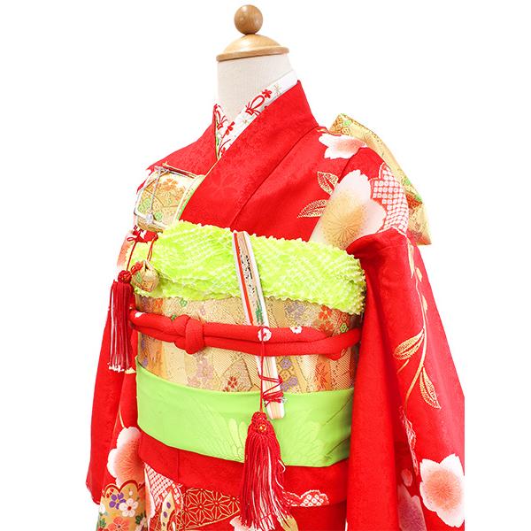 七五三 着物 7歳 正絹 フルセット 購入 20点フルセット 赤地熨斗に花紋
