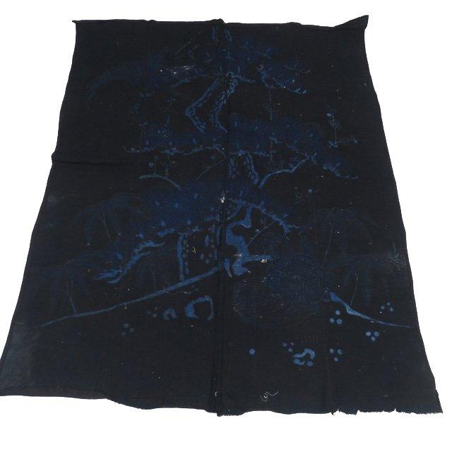 藍染 筒描き 筒書き つつがき 鶴 亀 松竹梅 古裂 時代布 襤褸 古布