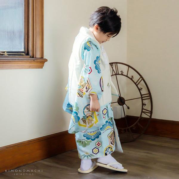 七五三 着物 3歳 男の子 ブランド被布セット 「小町kids 鷹と松に七宝