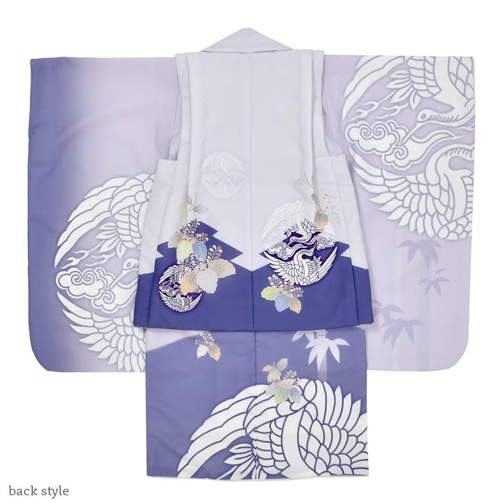 七五三 着物 3歳 男の子 被布セット「ブルーラベンダー 向い鶴に桐