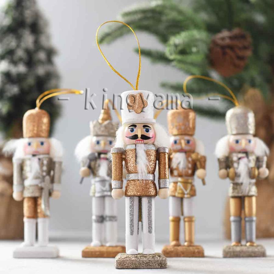 5本セット】クリスマス 置物 小物 木製 人形 くるみ割り人形