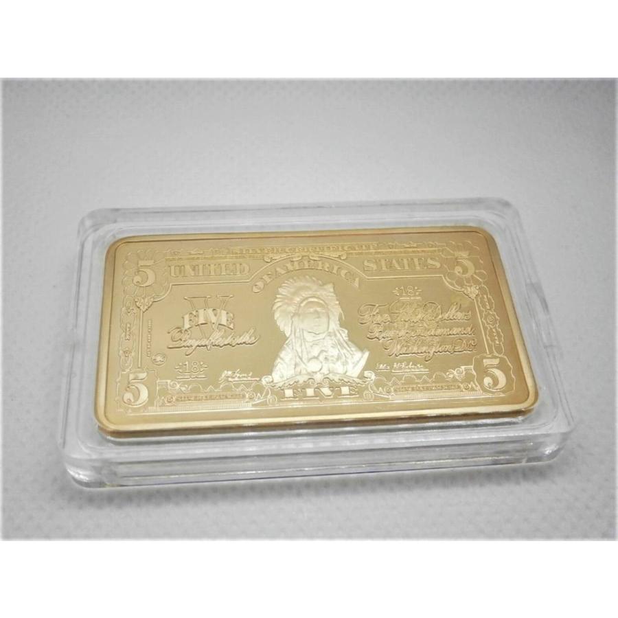 レア！1899年発行アメリカ5ドル旧紙幣デザイン！ゴールドインゴット