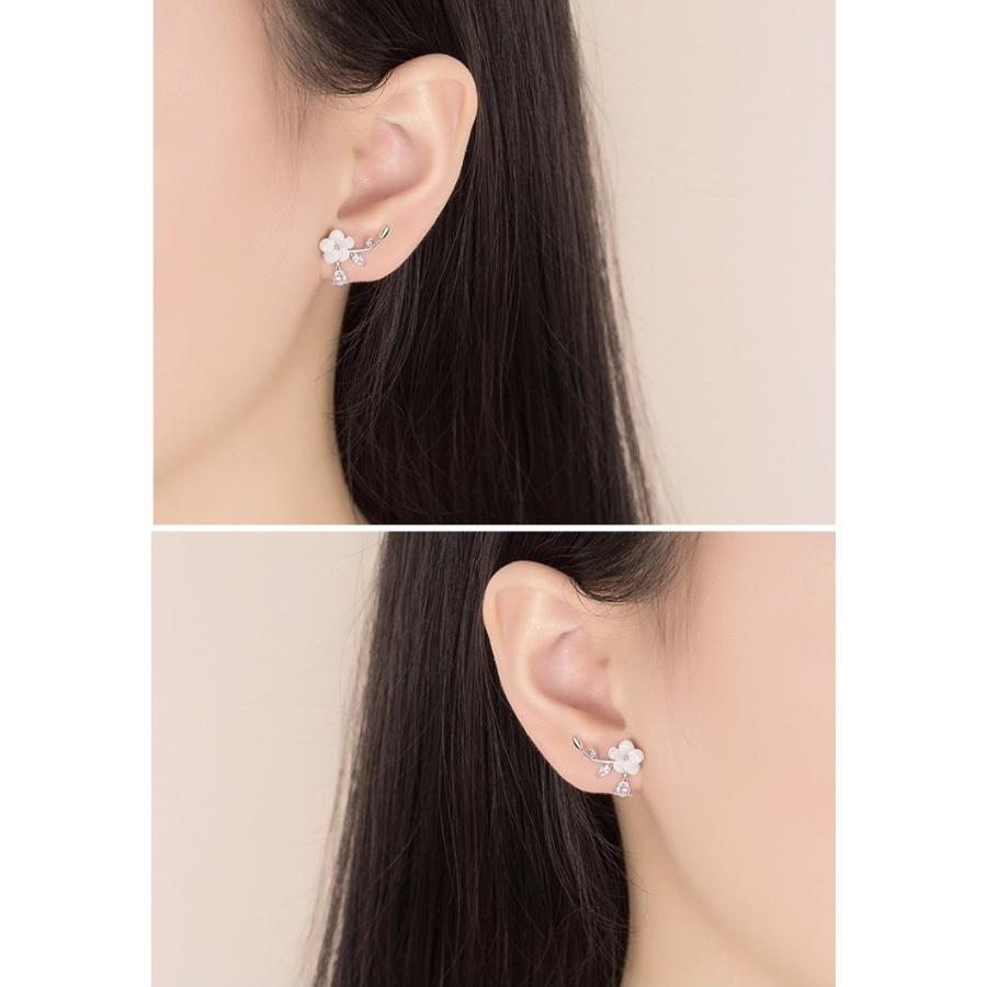 ピアス 天然シェル フラワー flower シェルフラワー キュービック