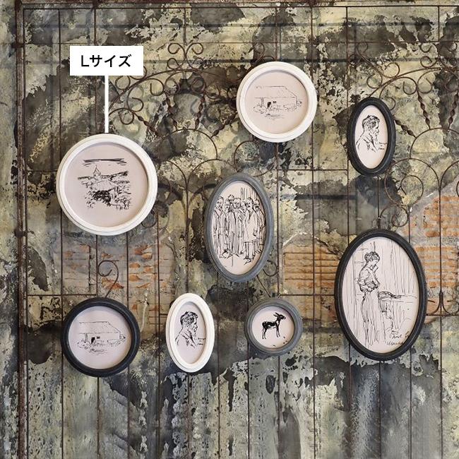 サークルフォトフレーム L(木製 壁掛けフレーム アンティーク 風