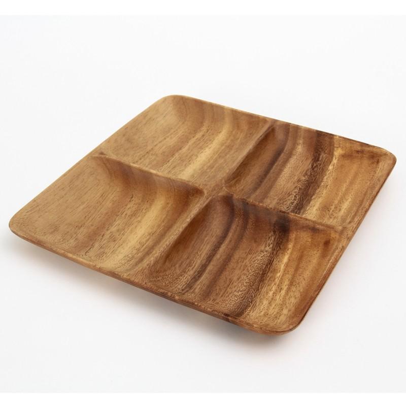 アカシア 食器 スクエアトレー 4仕切り付 ランチプレート 仕切り皿 お