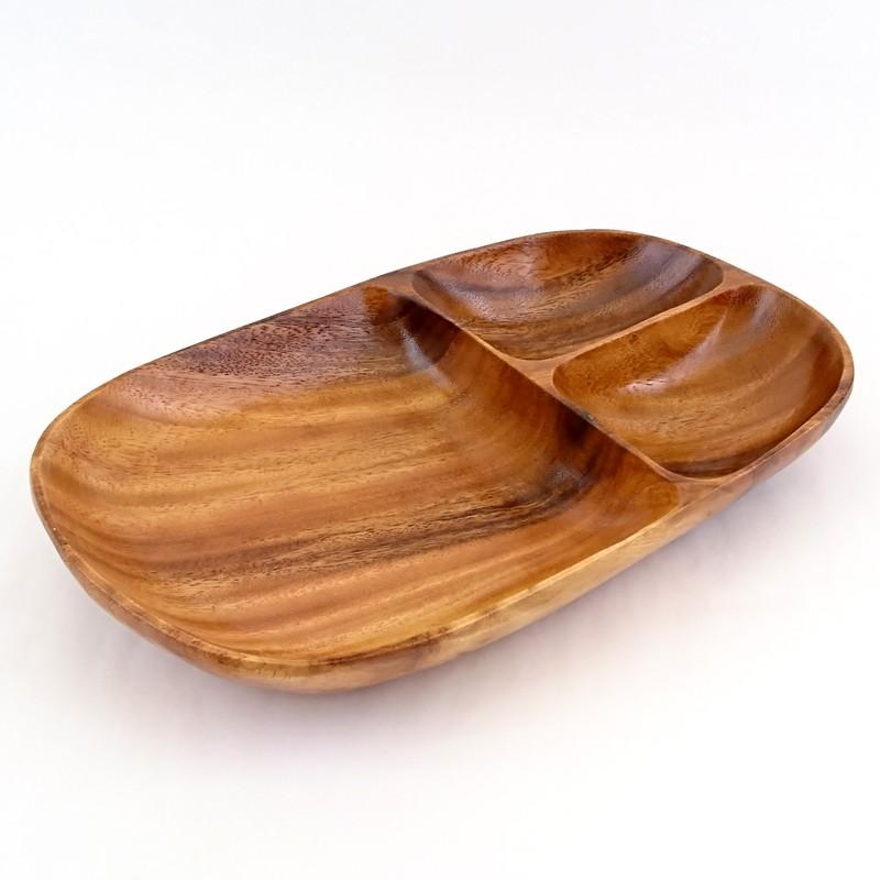 木製 食器 アカシア レクタングルトレー Lサイズ 仕切り付 ランチ