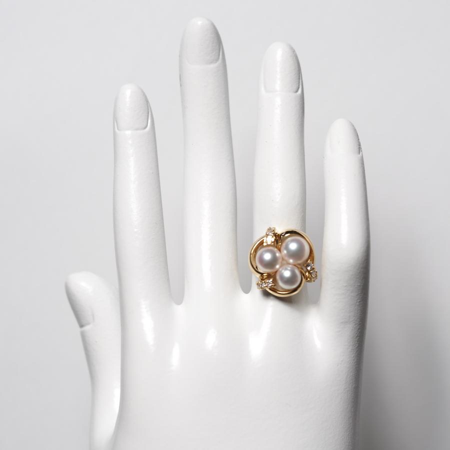 K18 アコヤ本真珠 マルチパール リング 10号/11号 サイズ直し可 あこや