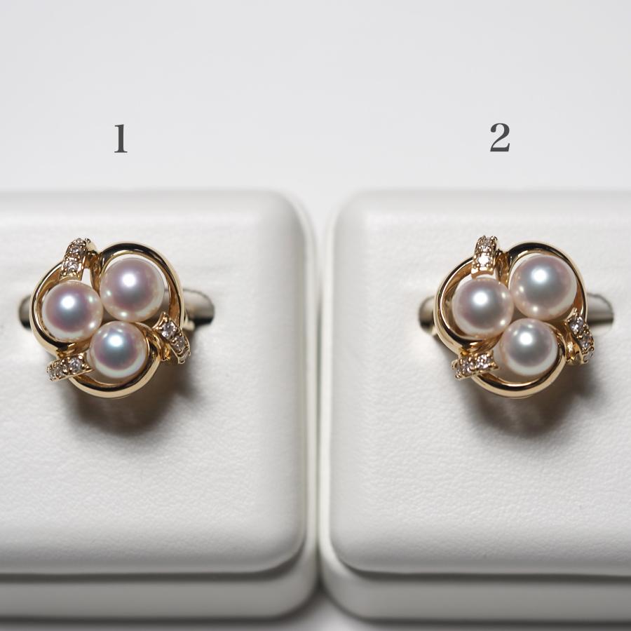 K18 アコヤ本真珠 マルチパール リング 10号/11号 サイズ直し可 あこや