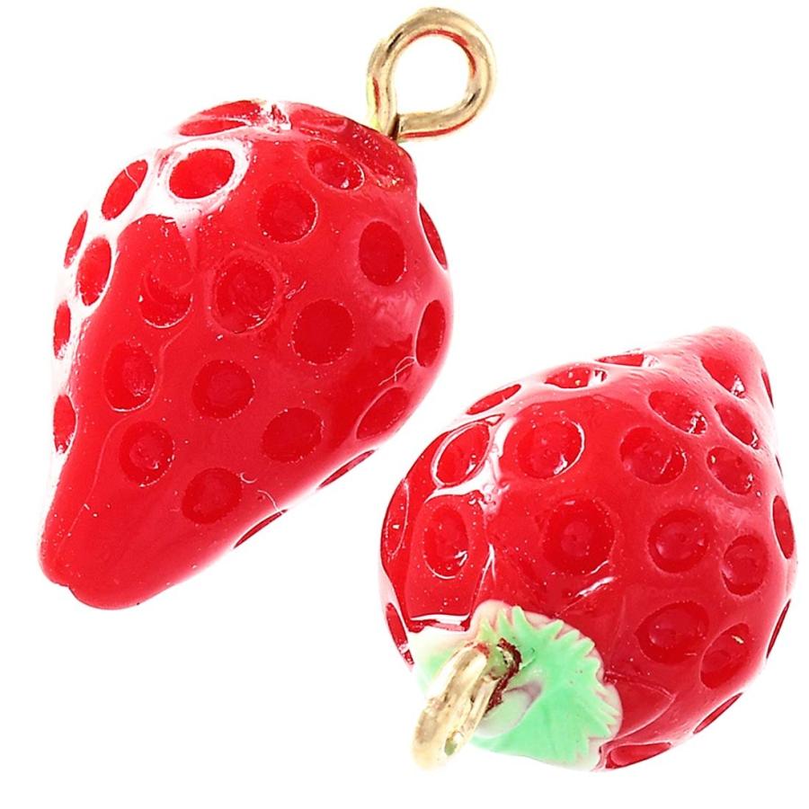 チャーム いちご 10個 カン付き イチゴ アクセサリー パーツ 苺