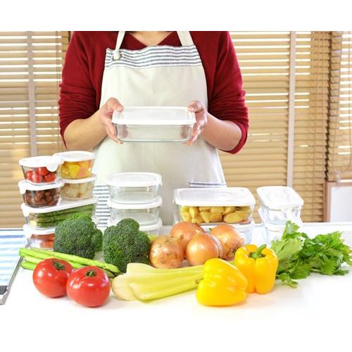 iwaki（イワキ） 保存容器 耐熱ガラス 重ね長角パック 2コセット