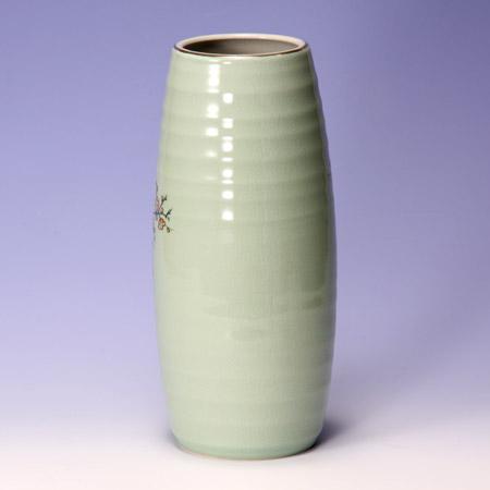 九谷焼 仏間用 8号花瓶 2本 白梅 仏壇花瓶 仏間花瓶 仏間 仏壇 花瓶