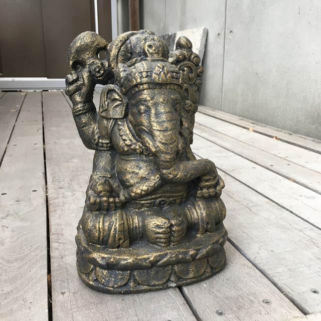 石像 ガネーシャ 置物 アンティークゴールド H30cm ガーデンオブジェ