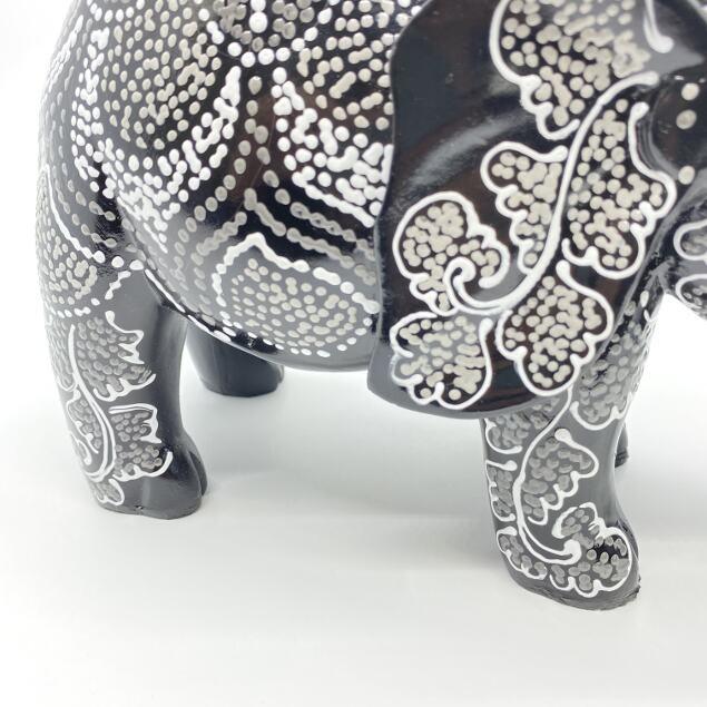 木彫り ゾウのオブジェ 象 置き物 黒 アニマル 置物 小物 バリ島