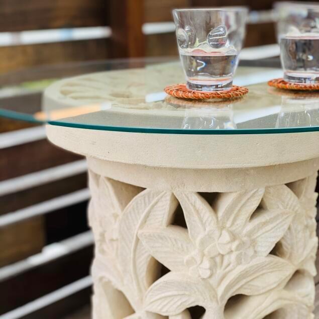 バリ島製 石台 テーブル スタンド ストーン オブジェ 置台 H70cm