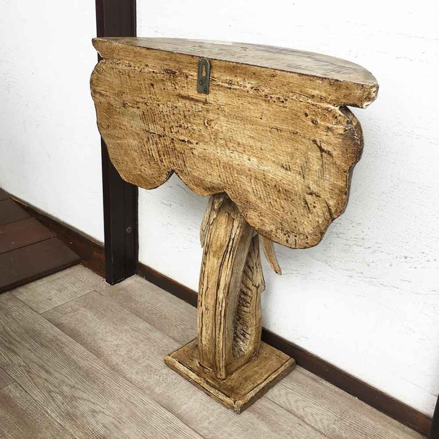 コンソールテーブル 木製 象 ゾウ サイドテーブル 2色 置き台 H60cm