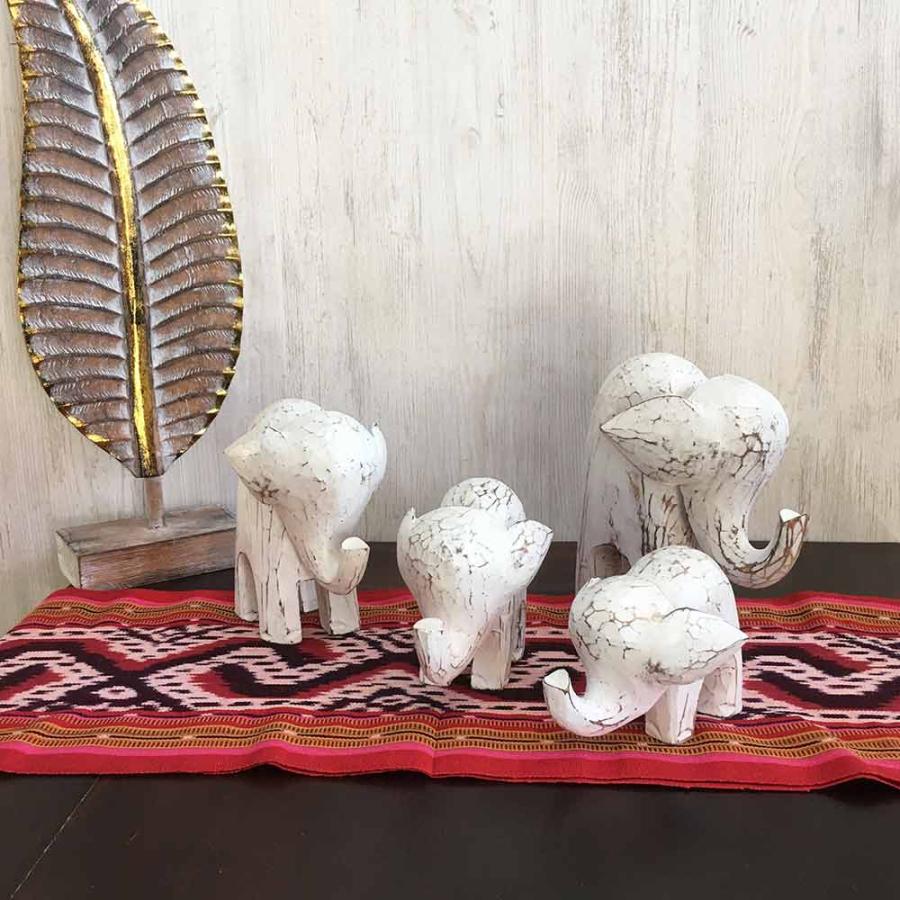 アジアン雑貨 象の置き物 オブジェ ゾウさん 4体セット 2色 白