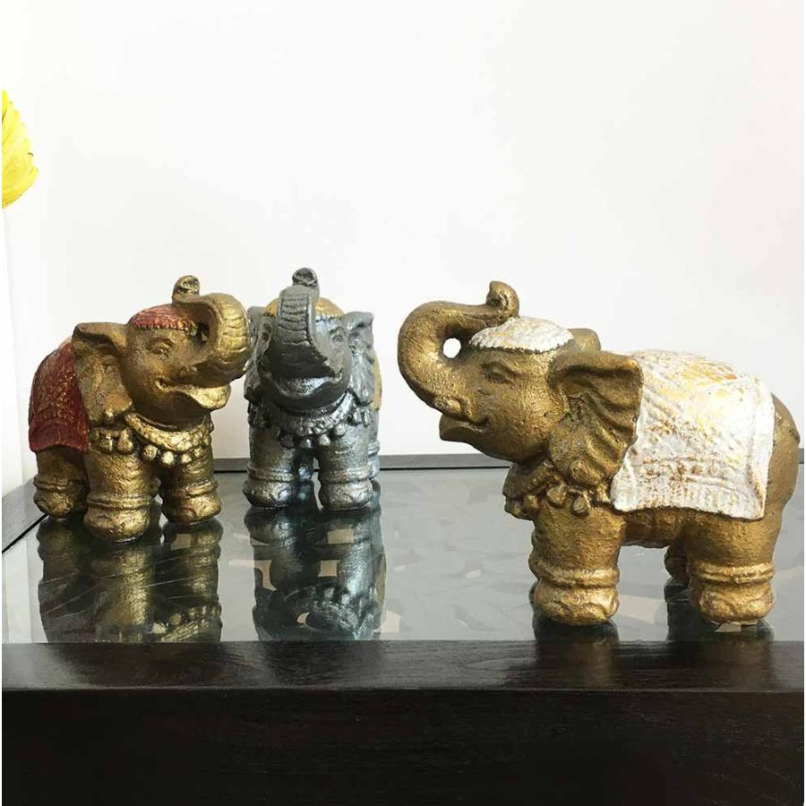 象 ゾウ 置物 象の置き物 ゾウのオブジェ 3色 ゴールド シルバー 樹脂