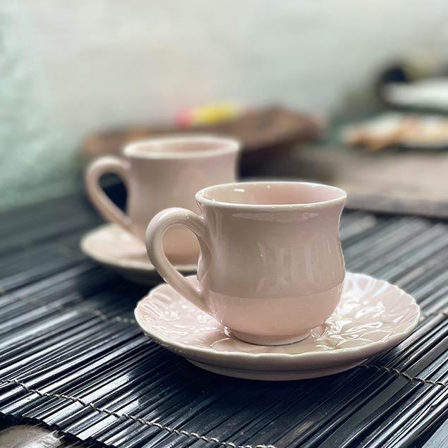 Jenggala コーヒーカップ ペア セット カップ&ソーサー ピンク