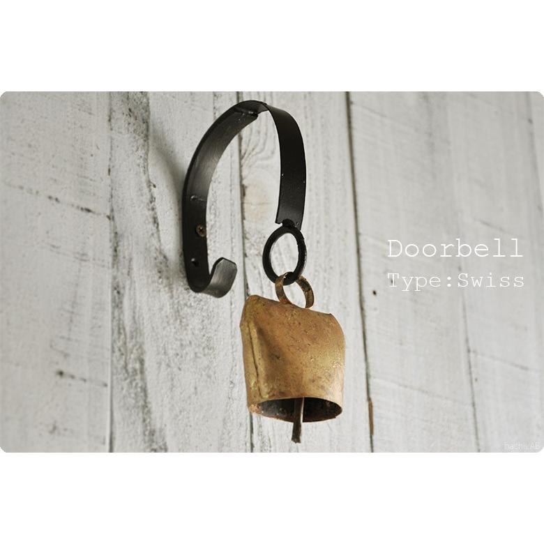アンティーク ステー付きドアベル Swiss 真鍮 カウベル/玄関ドア