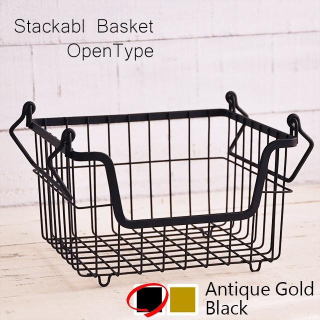 前開きタイプ「スタッキングできるワイヤーバスケット」Sサイズ