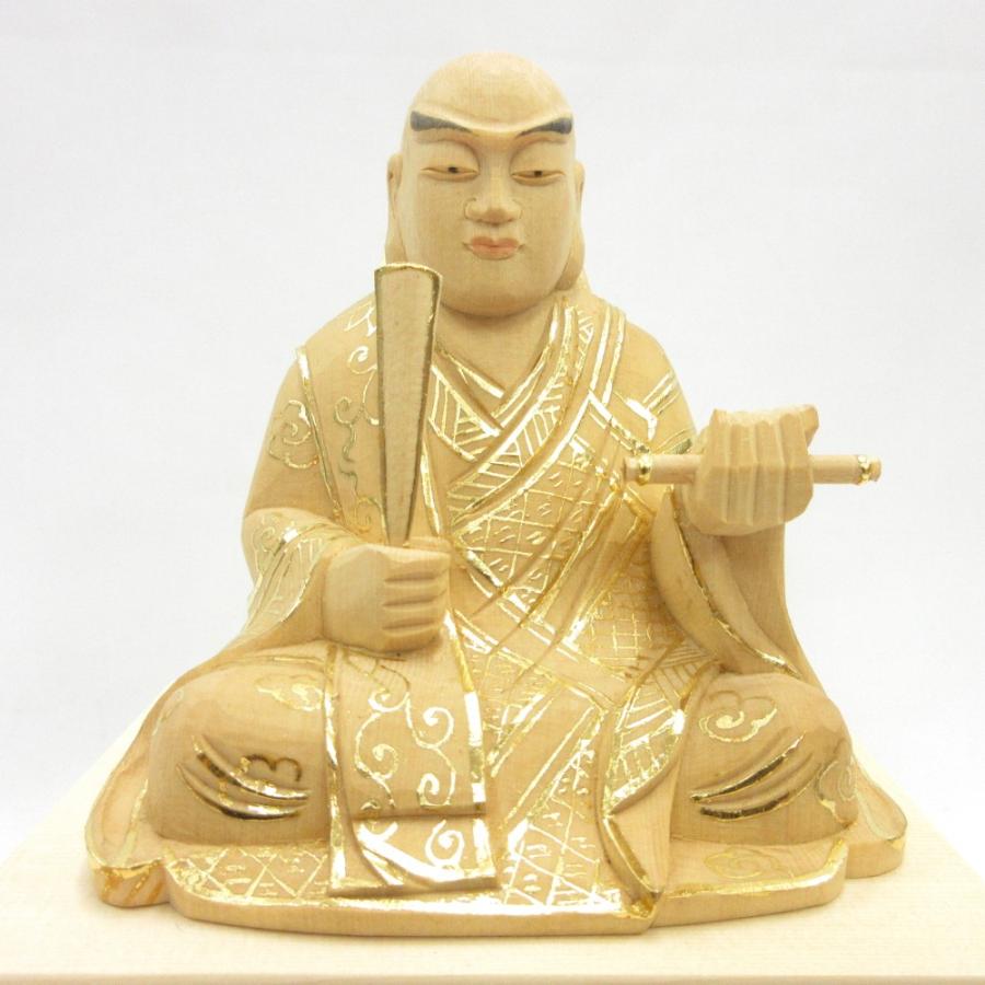 仏像 日蓮聖人 座像 3.5寸 桧木切金 日蓮上人 日蓮宗 法華宗 日蓮大
