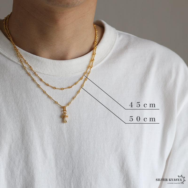 シルバー925 ミニ クロスネックレス ゴールド ツイスト チェーン