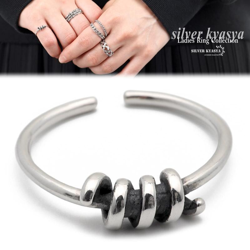 シルバー925 リング 指輪 レディース シルバー 有刺鉄線 ワンポイント