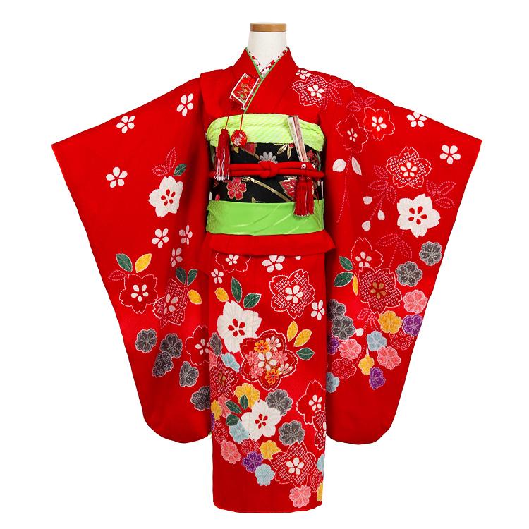七五三 着物 7歳 レンタル フルセット 女の子 箱迫セット 赤 レッド 七