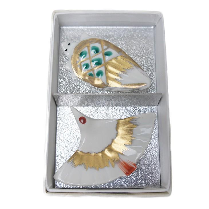 箸置き 陶器 2個セット 鶴 亀 ペア 京焼 清水焼 芳山窯 : 京都ひがし