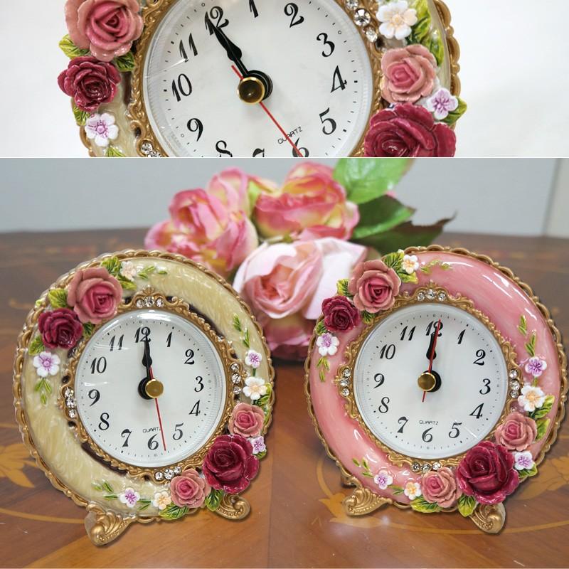 ロイヤルローズ 置き時計 ヨーロピアン 玄関 インテリア 小さい時計 姫