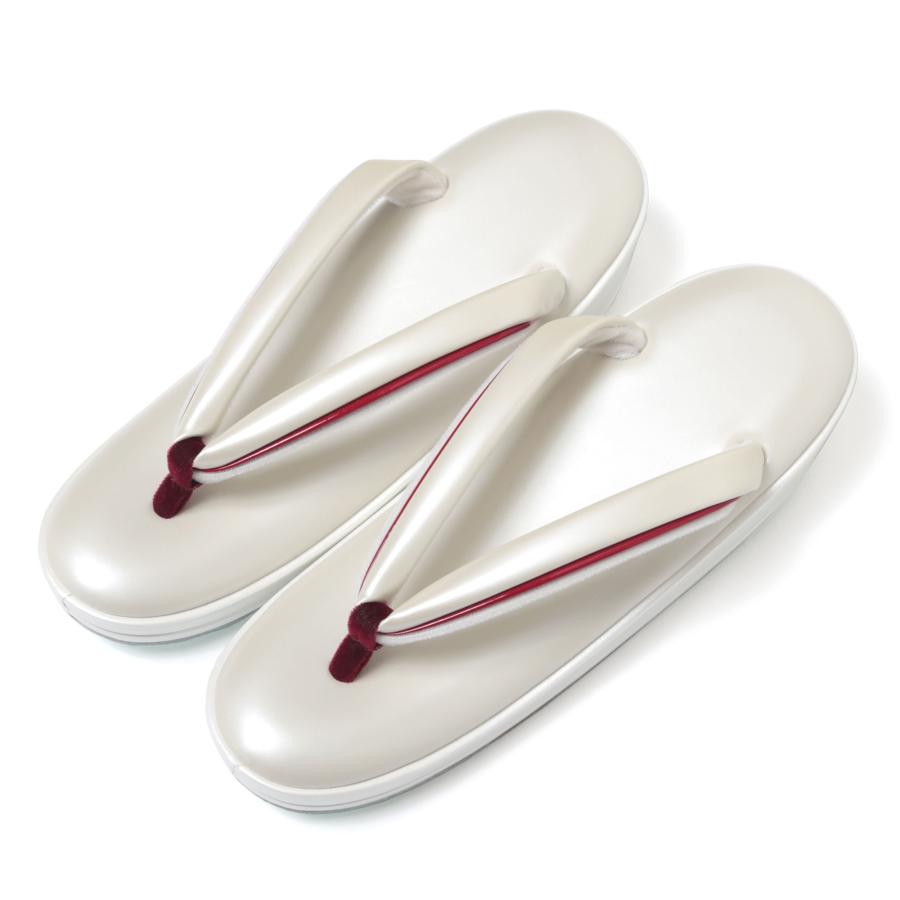 れん 本革 草履 レディース 白 ホワイト 白鼻緒 前坪赤 Lサイズ 秋月