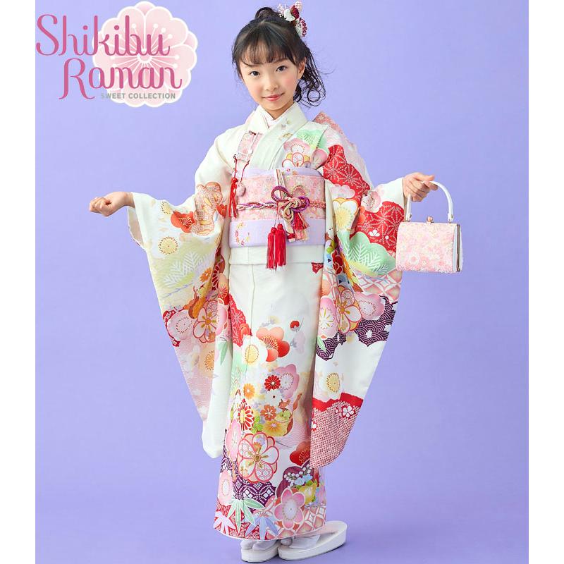 七五三着物 7歳 女の子 四つ身着物 単品 式部浪漫 ブランド 絵羽柄 梅