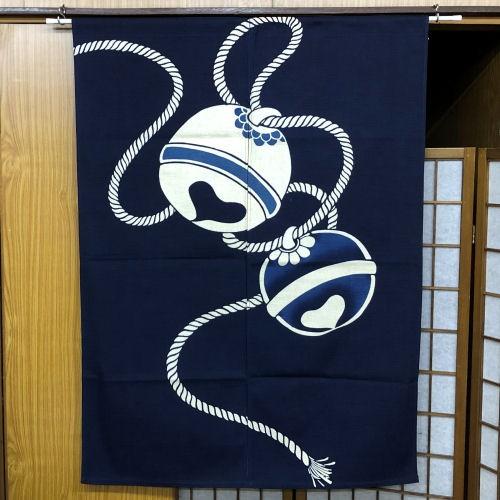 のれん 藍染めのれん 鈴文様 120cm丈 藍染 魔除け お祝い 藍染め