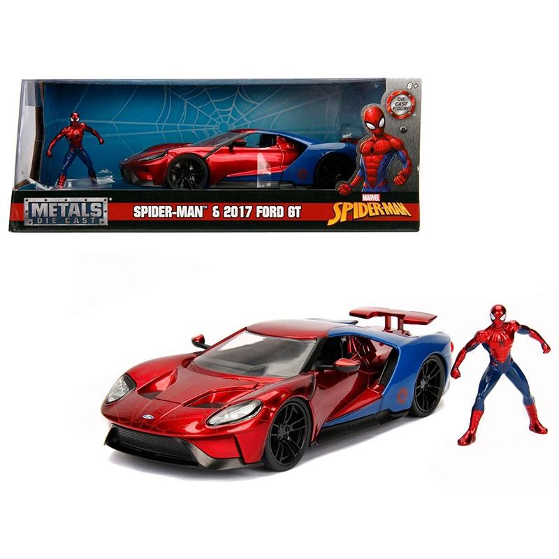 ダイキャスト製のスパイダーマンフィギュア付き ミニカー 1/24