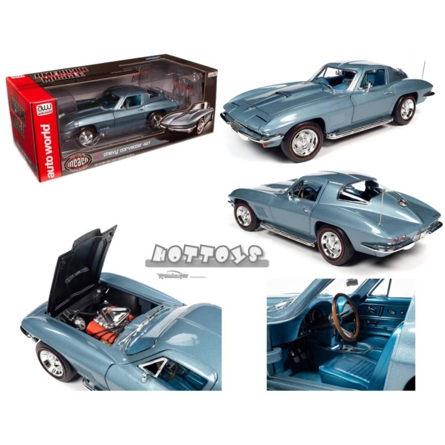 ミニカー 1/18 AUTOWORLD 1967 シボレー コルベット 427 ブルーメタ色