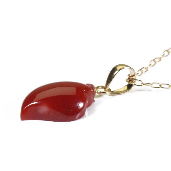 宝石珊瑚のSANSUI 血赤珊瑚 高知県産 一粒 ネックレス ペンダント